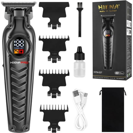 HIENA PRO Hair Trimmer for Men Professional Detailer Trimmer for Mustache Electric Beard Trimmer Men Rechargeable with LED Display