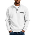 thumbnail image 6 of Zynoxe Pullover Sweatshirt for Men with Chest Pocket & Elastic Cuffs Classic Half Zip Lapel Top Comfort Waffle Knit Long Sleeve Sweatshirt Versatile Solid Color Workwear Sweatshirt, 6 of 8