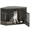 thumbnail image 3 of Uforic 52 Inch Heavy Duty Corner Dog Crate Furniture, Large Wooden Dog Kennel End Table for Large Dogs - Gray, 3 of 10