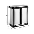 thumbnail image 4 of 19 Gallon Dual Trash Can, 2 Compartments Trash Can, Stainless Steel Garbage Can Without Removable Inner Bucket, Double Garbage Bins for Kitchen, 2 x 9.5 Gallons Wastebin for Kitchen, Home Office, 4 of 7
