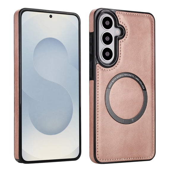 Allytechgroup for Samsung Galaxy S26 Case 6.2", Premium PU Leather Magnetic Cover Compatible with Magsafe Slim Fit Shockproof Non-Slip Bumper Phone Case for Women Men,Rosegold