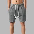 thumbnail image 3 of Heavyweight Knitted Shorts for Men Summer Casual Elastic Waist Jacquard Straight Leg Shorts with Pockets, 3 of 5