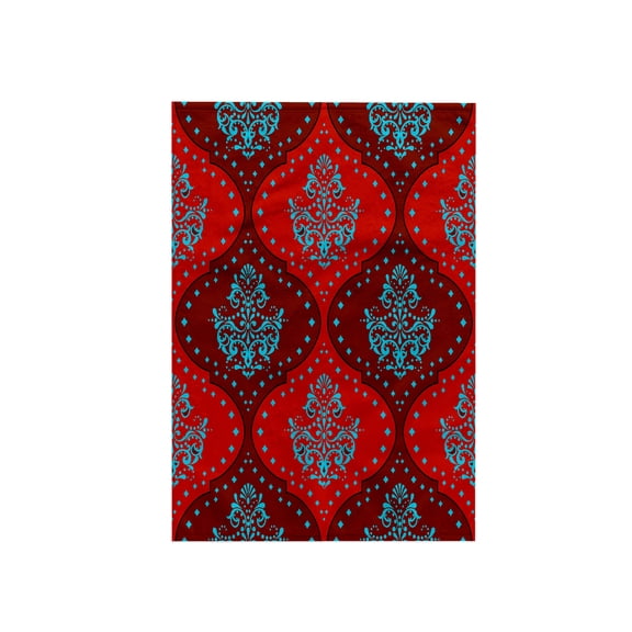 3dRose, Dooni Designs Teal Aqua Blue Red White Henna Damask, 15x22 Hand Towel