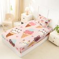thumbnail image 5 of Manfei Ice Cream Cat Twin Sheets, Cartoon Love Heart Bedding, Pink, 3pcs, 1 Flat Sheet, 1 Fitted Sheet and 1 Pillowcase, 5 of 6