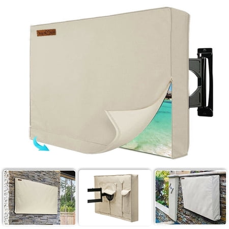 Outdoor TV Cover for 41 -43  Flat Screens  IC ICLOVER Weatherproof Weather Dust Resistant Television Protector with Waterproof Remote Pocket - Beige price history on PriceWatchPro