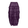 thumbnail image 3 of Wxolcjlv Women's Ruched High‑Low Midi Skirt Drawstring Side Ruffle Trim Club Skirts, 3 of 4