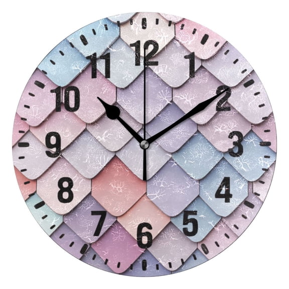 Yayeee 10" Wall Clock Battery Operated Quartz Round Silent Non-Ticking Home Decor, Pink Art Pattern