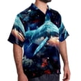 thumbnail image 2 of Starry Shark Men's Short Sleeve Beach Shirts, Casual Printed Button Down, Summer Unisex Spread Collar Tops, 2 of 6