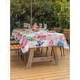 thumbnail image 2 of Outdoor Tablecloth with Umbrella Hole and Zipper, Easter Eggs Rectangle Table Cloth 60x102 Inch Waterproof Tablecloth, Spring Floral Gnomes Plants Butterflies Pink Plaid Picnic Table Cover for Patio, 2 of 7