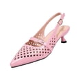 thumbnail image 2 of Kitten Heels for Women Pointed Toe Pumps Low Heel Slingback Heels with Buckle Dress Shoes for Dating Party Working Pink 40, 2 of 6
