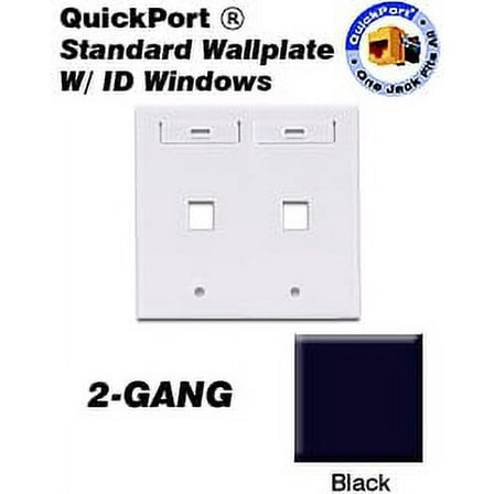 Leviton Black Quickport 2-Port 2-Gang ID Window Wallplate 42080-2EP