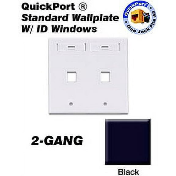 Leviton Black Quickport 2-Port 2-Gang ID Window Wallplate 42080-2EP