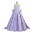 thumbnail image 6 of JUMEYU Little Girls Satin Flower Girl Dress Long Sleeveless Bow Wedding Formal Gown Dresses Size 10 (Light Purple,10 Years), 6 of 9