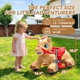 thumbnail image 6 of Xuanlur 12V Unicorn Ride on Toy for Toddlers, Interactive Battery Powered Electric Car w/Glowing Horn & Magic Sounds, Carrot Toy, Comb, Plush Mane, Ride on Horse for Kids Ages 1.5-3 Years Old, Brown, 6 of 7