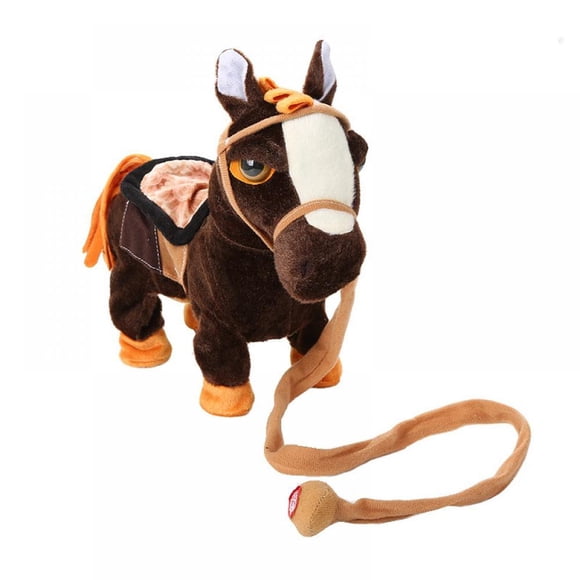 Walking Pony Toy Musical Singing Dancing Plush Interactive Pony Walk Along Toy Horse with Leash Pony Robot Plush Stuffed Animal Toy for Boys & Girls Kids or Toddlers