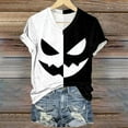 thumbnail image 6 of Halloween T Shirt Women Funny Pumpkin Face Printed Cute Tee Short Sleeve Casual Funny Halloween Party Tops, 6 of 7