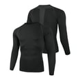 thumbnail image 2 of hoksml Men's Raglan Long Sleeve Compression Shirt, Crew Neck Back Mesh Panel Slim Cut Quick Dry Athletic Base Layer in Solid Colors, 2 of 8