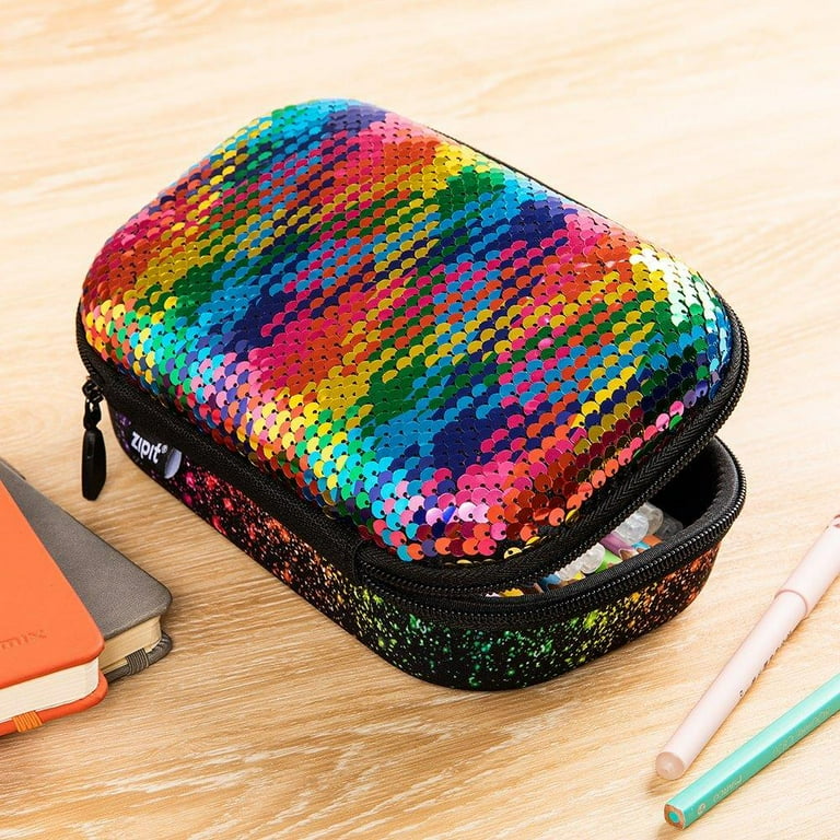 XMXY Large Capacity Pencil Case, Colorful Sparkling Heart Pencil