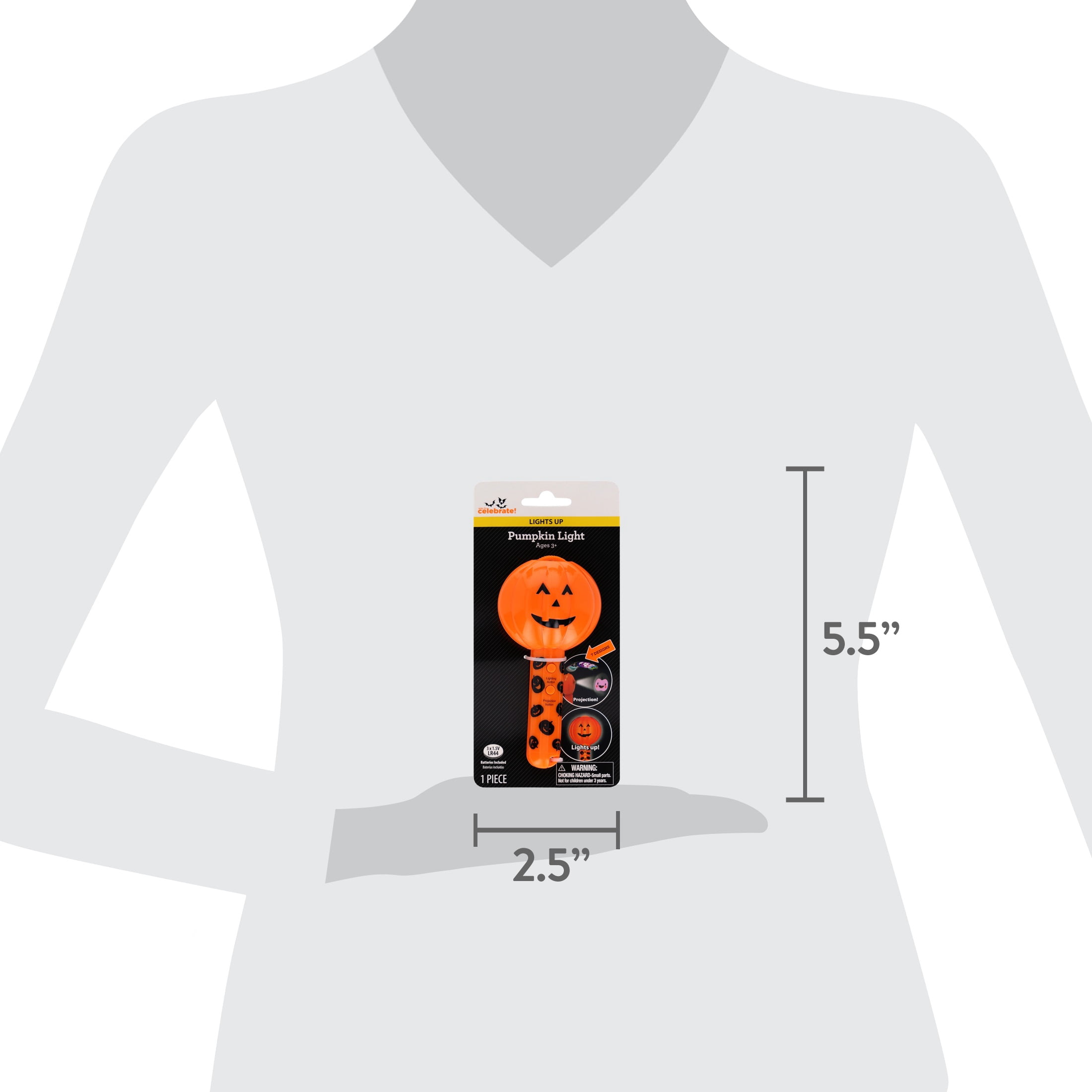 2-in-1 Light-Up Pumpkin Wand Party Favor, Orange and Black, Halloween by Way To Celebrate