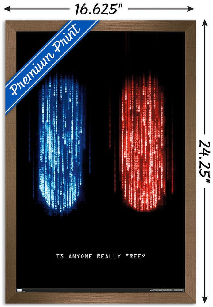 The Matrix: Resurrections - Is Anyone Really Free Wall Poster, 14.725" x 22.375", Framed