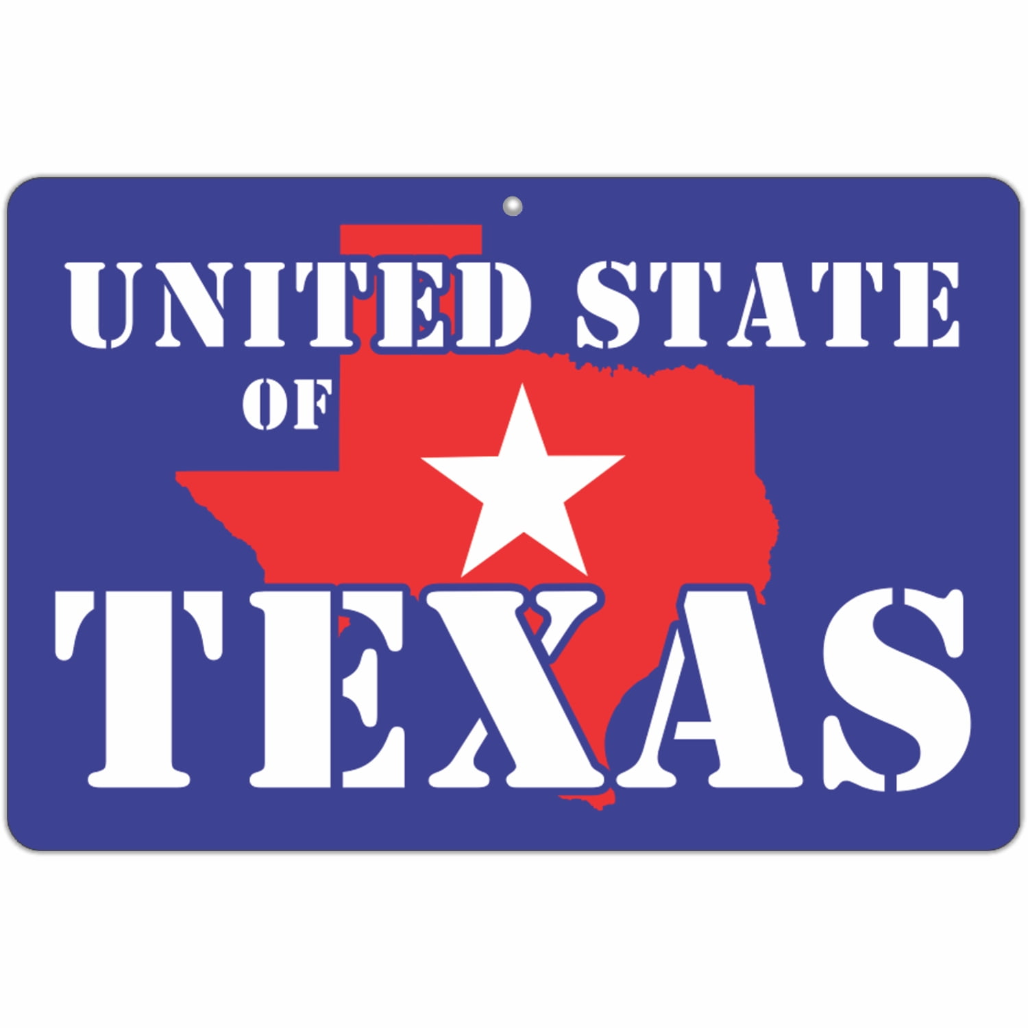 United State of Texas Blue and Red Aluminum Sign