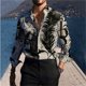 thumbnail image 1 of Nueva camisa de solapa de manga larga con botones para hombre con estampado geométrico, ropa de fiesta callejera de moda para hombre, 1 of 6