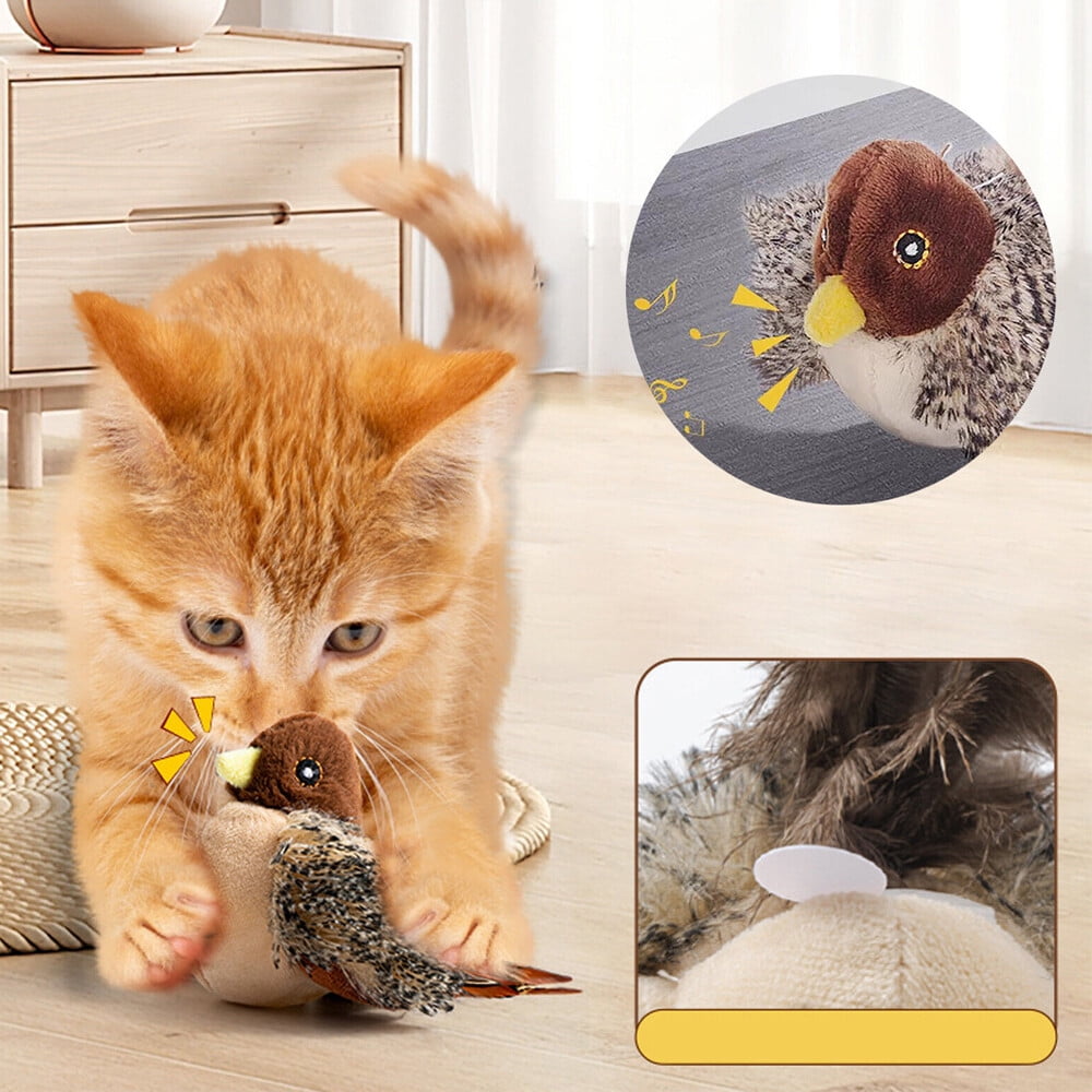 4Pcs Bird Cat Toy Simulated Chirping Interactive Cat Helps Cat Exercise