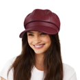 thumbnail image 4 of Minzimin Womens PU Leather Newsboy Cap 8 Panel Paperboy Newsie Cap Bakerboy Beret Cabbie Hat, 4 of 7