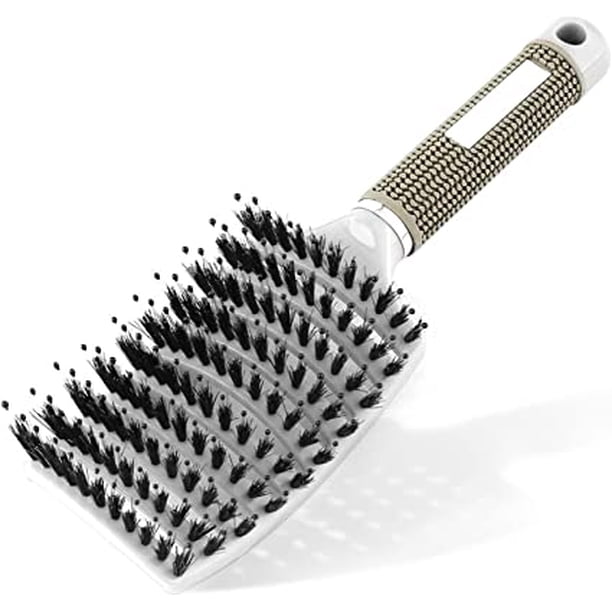 Cepillo de pelo XianweiShao cerdas de jabalí sin enredos profesional curvo ventilado blanco