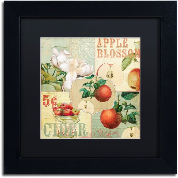 Trademark Fine Art "Apple Blossoms I" Canvas Art by Color Bakery Black Matte, Black Frame