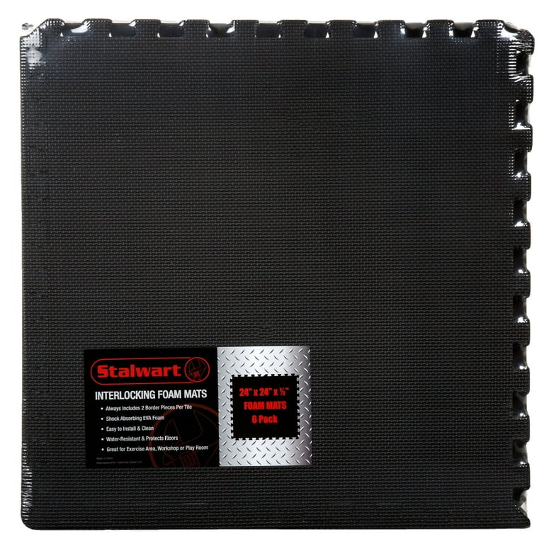 Stalwart Black 24 in. x 24 in. x 0.5 in. Interlocking EVA Foam Floor Mat (6-Pack) Stalwart Black 24 in. x 24 in. x 0.5 in. Interlocking EVA Foam Floor Mat (6-Pack)