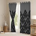 thumbnail image 3 of Manfei Damask Floral Pattern Black Out Curtains,Halloween Skull Skeleton Curtains Pack of 2 (42x63 Each),Black Gray Bedroom Curtains For Adults,Breathable Home Decor, 3 of 6