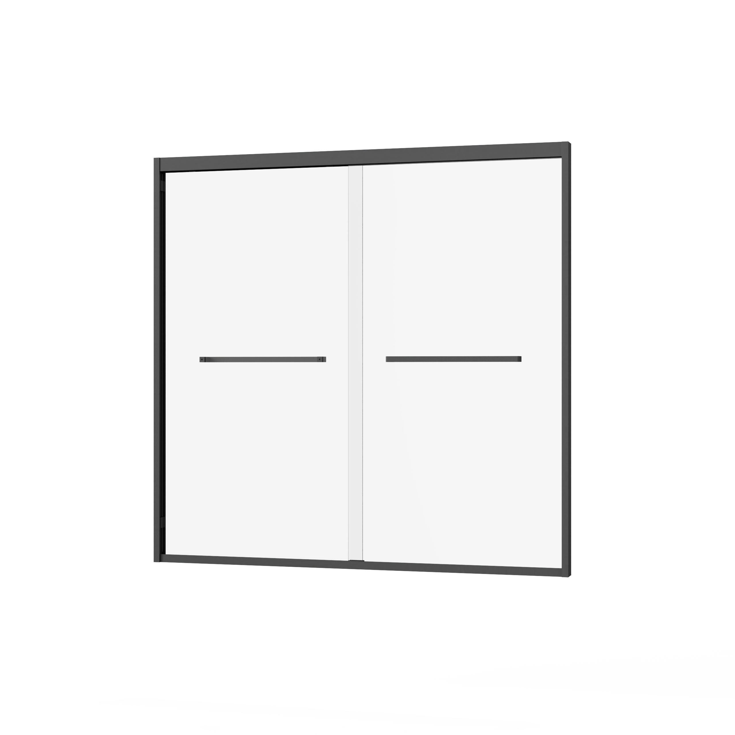 Leumius Double Sliding Bathtub Shower Door 60 in. W x 58 in. H Aluminum Framed Shower Enclosure for Tub with SGCC Clear Tempered Glass, Stainless Steel Hardware, Matte Black