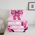 thumbnail image 5 of meiyoeat Pink Polka Dot Bow Monogram A Twin Comforter Sets For Girls,Cute Initial Design Bedding Set,Pink Reversible,2-Piece,1 Comforter and 1 Pillowcase, 5 of 7