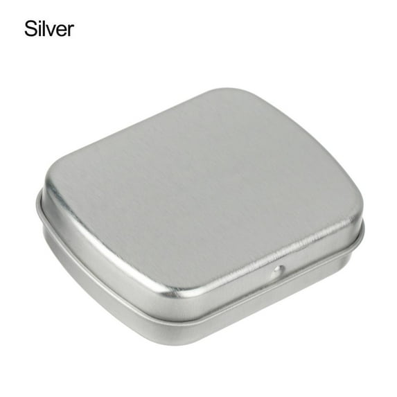 Portable Metal Hinged Small Storage Jewelry Collect Empty Tins Container Container Kit Tin Box SILVER