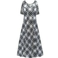 thumbnail image 1 of Plus size 2x Tall Womens Dress Monochrome Plaid Short Sleeve High V-Neck Princess Cut, 1 of 4