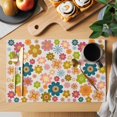 thumbnail image 2 of Vintage Boho Floral Placemats Set of 4 Yellow Pink Floral Bohemia Beige Place Mats Indoor Wipeable Table Mats Washable Cloth Dining Table Placemats for Kitchen Holiday Party Home Decor 13x19 Inch, 2 of 9