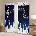 thumbnail image 2 of Homewish Musical Notes Melody Black Out Curtains,Music Lover Silhouette Curtains Pack of 2 (42x63 Each),White Blue Bedroom Curtains For Teens,Breathable Home Decor, 2 of 6