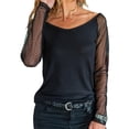 thumbnail image 6 of IROINNID Discount Womens Long Sleeve Tops O Neck Hollow Out T Shirt Autumn Solid Blouse Tops,Black, 6 of 9