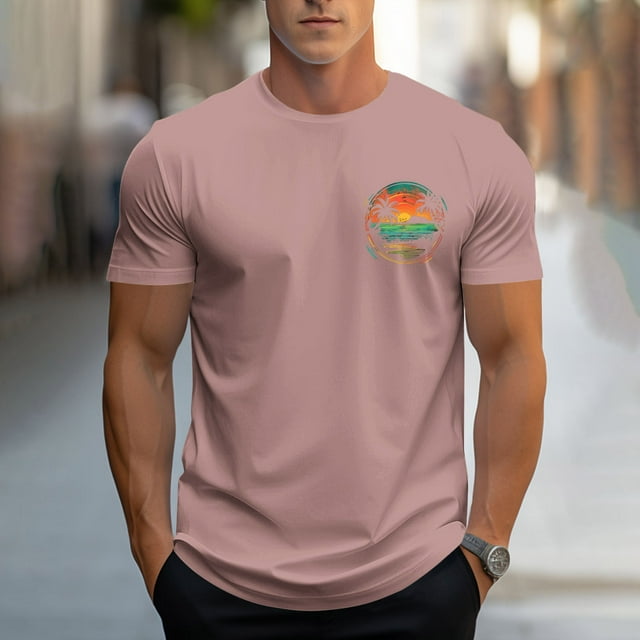 Styesk T-Shirts pour Homme Mode Décontractée Hommes T-shirt de Sport Imprimé Manches Courtes Col Rond Chemisiers Chemises
