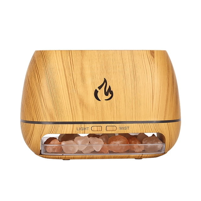 EDFBUYKRS Stone Flame Atomization Humidifier 200ml Small Portable Wood Grain Oil Humidifier Aromatherapy Machine