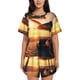 thumbnail image 1 of Balery Hawaiian Sunset Beach Conjunto de Pijama para Mujer con Estampado, Dos Piezas de Manga Corta y Shorts, Ropa de Dormir Suave con Cuello Redondo y Bolsillos-XX-Large, 1 of 6
