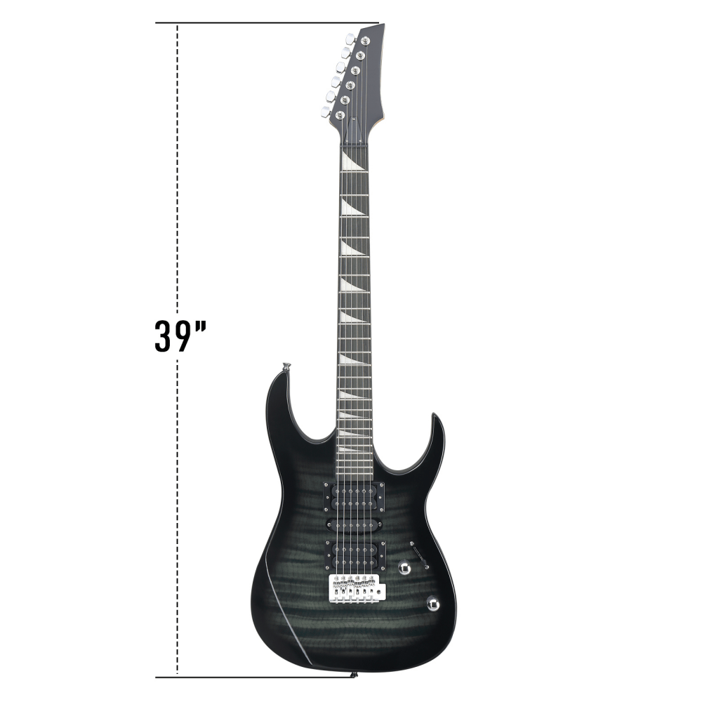 Tcbosik 39" Electric Guitar with 5W Amp for Music Lover, Beginner Guitar Set with Bag, Strap, Plectrum, Cable, Tremolo Arm and Wrench Tool, Black