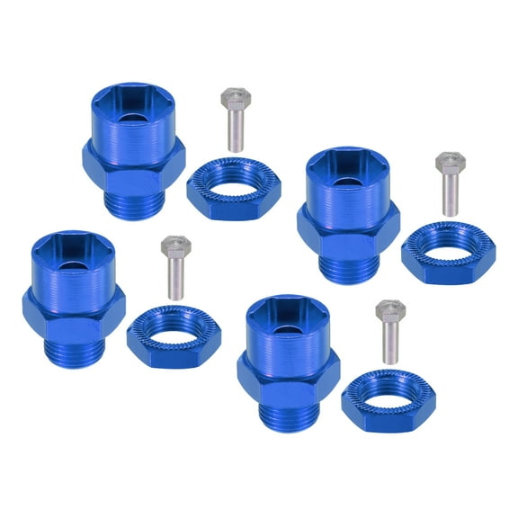 Uxcell Wheel Hex Hub Adapter with M4 Threaded Axle,12mm to 17mm for 1/10 RC Car Upgrade 1/8 Tires (Navy Blue)