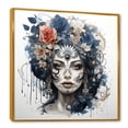 thumbnail image 2 of Designart "Mexican Watercolor Day of the Dead Diva III" Fashion Framed Wall Art - Glam Blue Woman Mexican Entryway Framed Wall Art, 2 of 6