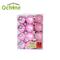 Popvcly Mini Shatterproof Pink Plastic Christmas Ball Ornaments, 24 Count (1.18")