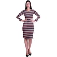 thumbnail image 2 of Moomaya Printed Full Sleeve Bodycon Dress for Women Scoop Neck Side Slit Casual Clothing, 2 of 8