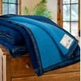 thumbnail image 2 of Poyet Motte Aubisque Heavyweight 100% Wool All Natural Blanket, Full/Queen Size, Navy/Blue, 2 of 9