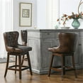 thumbnail image 3 of Holmes Tufted High-Back 360 Swivel Counter-Height Barstool Mid Brown, 3 of 11
