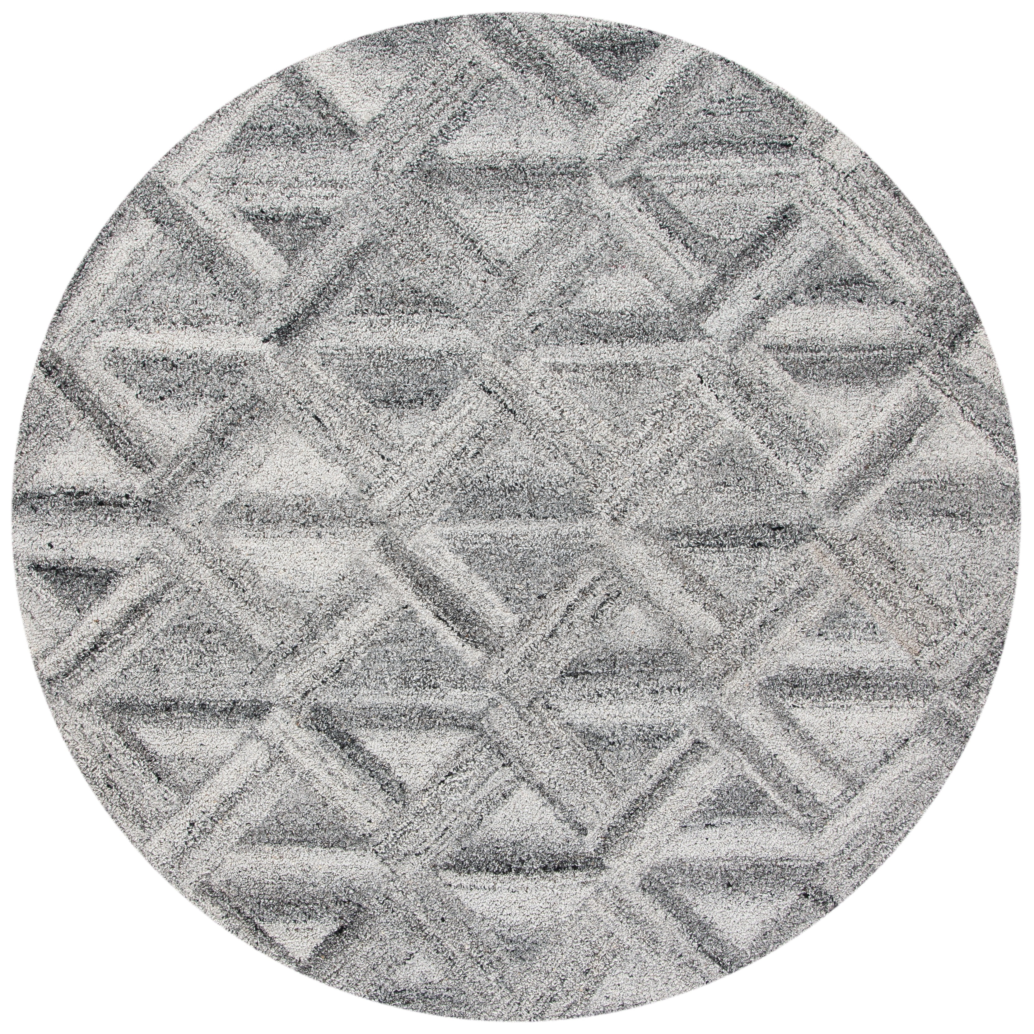 SAFAVIEH Abstract Phillis Geometric Area Rug, Gray/Black, 6' x 6' Round